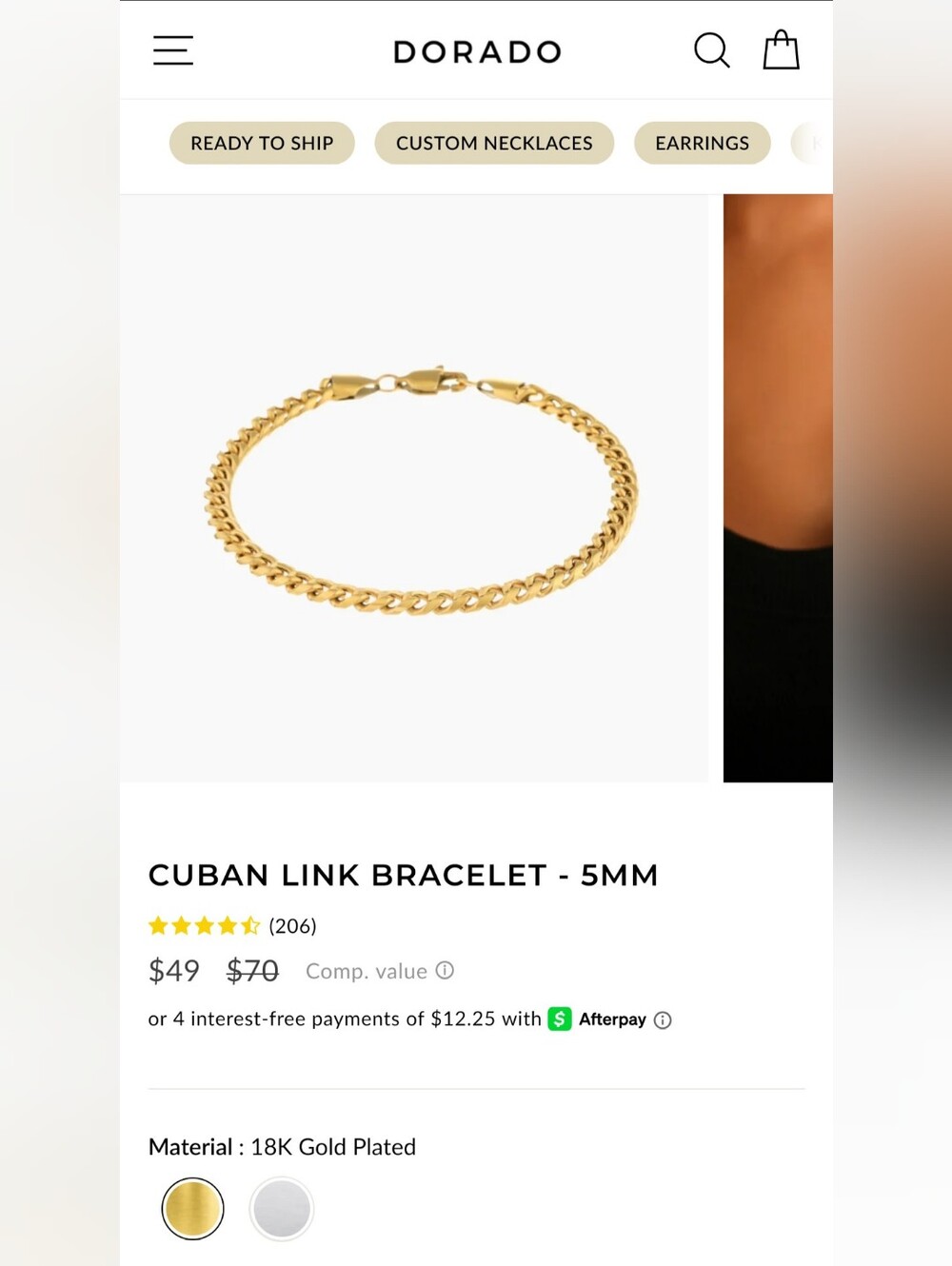 Dorado Cuban Link Bracelet Gold Plated 5mm